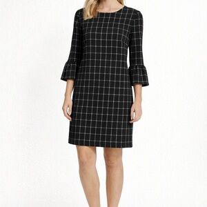 Banana Republic Black and White Grid Dress with 3/4 sleeve